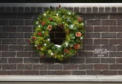 Buy 🎁 30” Cordless Pre-Lit Indoor/Outdoor Wreath by Sharper Image 🎁
