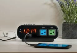 Cheap ✔️ Digital Alarm Clock with Power Outlets and USB Charge Port by MZ Berger 👏
