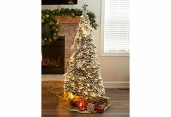 Best deal ✔️ Pop-Up 6 Ft. White Flocked ❄ Christmas Tree by Sharper Image 🔥