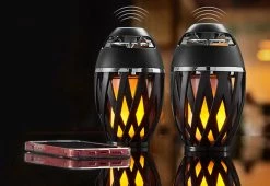 Hot Sale 🤩 Tiki Torch Outdoor Bluetooth Speakers (Set of 2) by Sharper Image 🌟