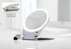 Hot Sale 👏 10X Lighted Folding Travel Mirror by Floxite Company, Inc. 🎁