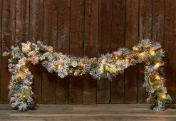 Best Sale π₯° White Flocked 9-Ft. Cordless Pre-Lit Indoor/Outdoor Garland by DI -Garden & Lights Company Limited π