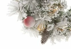 Cheap 😉 30” White Flocked Cordless Pre-Lit Indoor/Outdoor Wreath by DI -Garden & Lights Company Limited 👍 -Cheap Home Store 207578 z3