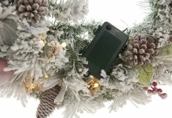 Cheap 😉 30” White Flocked Cordless Pre-Lit Indoor/Outdoor Wreath by DI -Garden & Lights Company Limited 👍 -Cheap Home Store 207578 z5