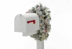 Top 10 😀 Pre-Lit Mailbox Wreath - Flocked by Sharper Image 👏