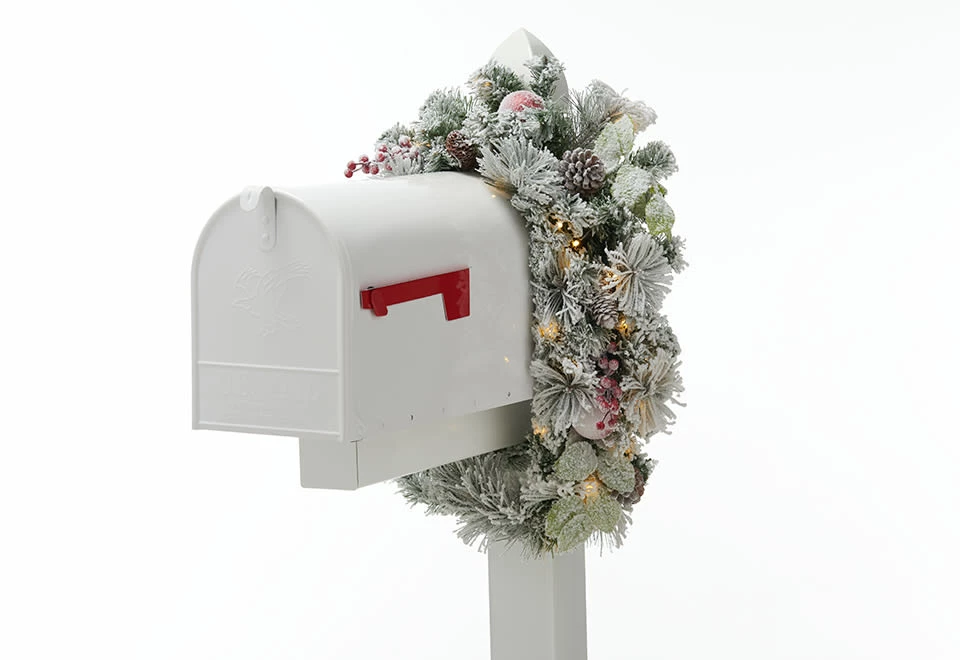 Top 10 π Pre-Lit Mailbox Wreath - Flocked by Sharper Image π 1 Top 10 π Pre-Lit Mailbox Wreath - Flocked by Sharper Image π