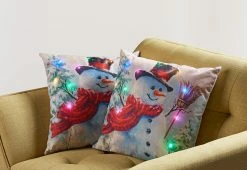 Buy 🛒 LED Snowman Pillows (Set of 2) by Sharper Image 🥰